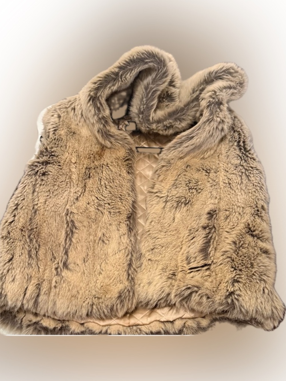Vintage Lauren Ralph Lauren Petite Fur Vest in Beige